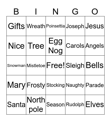 Holiday Bingo Card