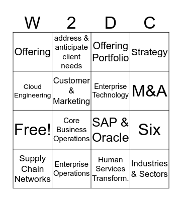 Offering Portfolio BINGO! Bingo Card