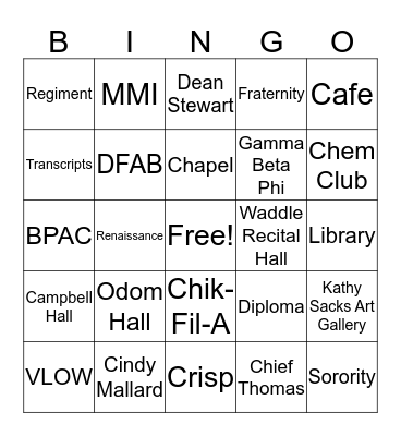 Bethel Bingo Card