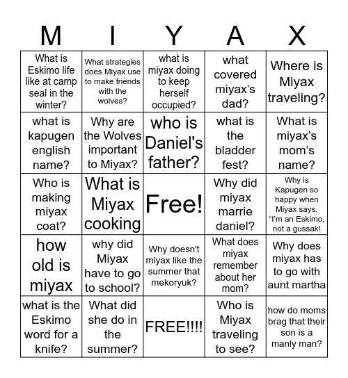 JOTW Bingo Card