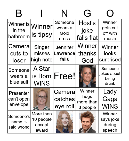 Golden Globes Bingo Card