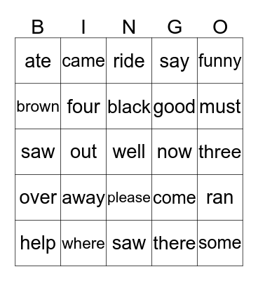 Review Bingo Card