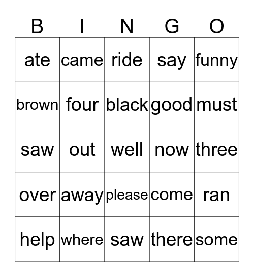Review Bingo Card