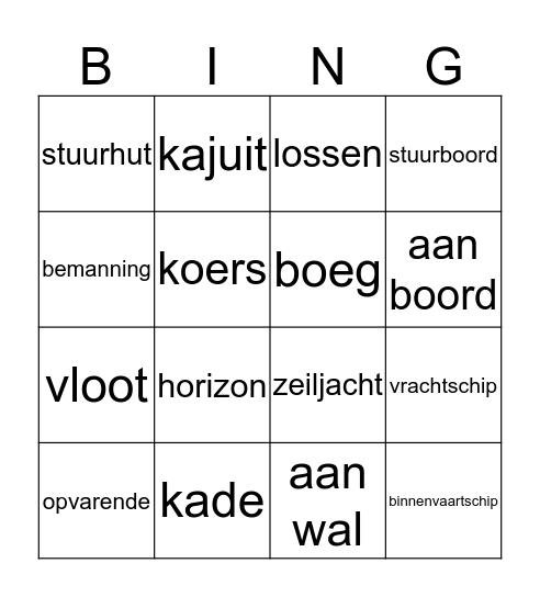 Thema: Zeebenen (les 1) Bingo Card
