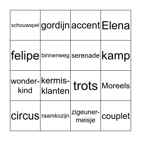 Een melodie van ijzer en staal Bingo Card