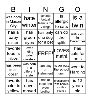 Find Someone Who... Bingo Card