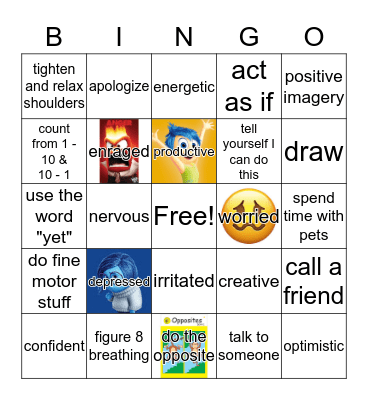 Dealing with Feelings Bingo Card