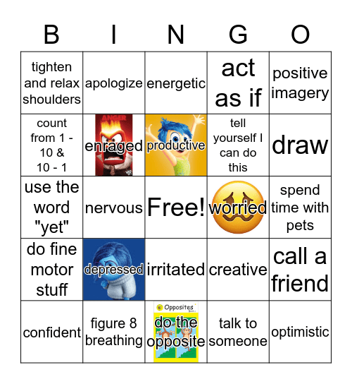 Dealing with Feelings Bingo Card