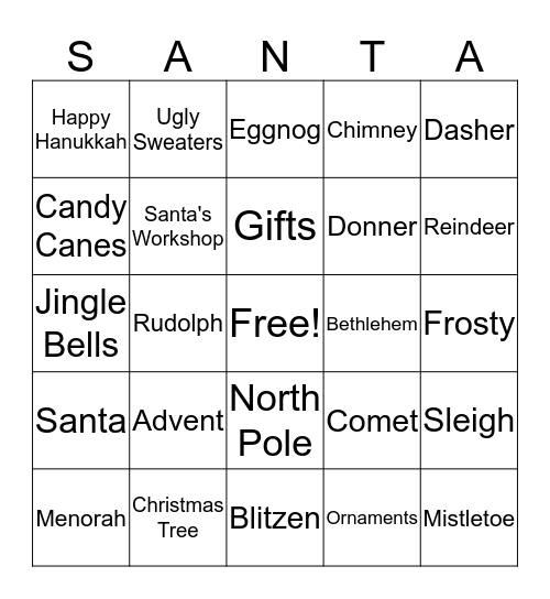 Holiday Bingo Card