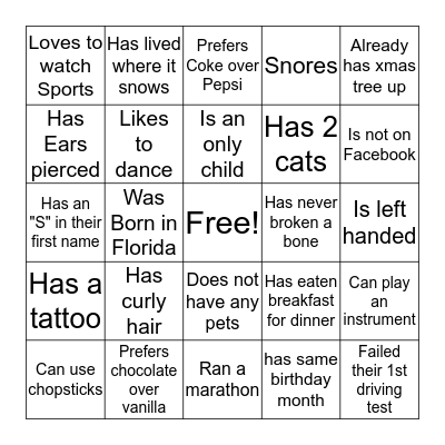 Find someone who... Bingo Card