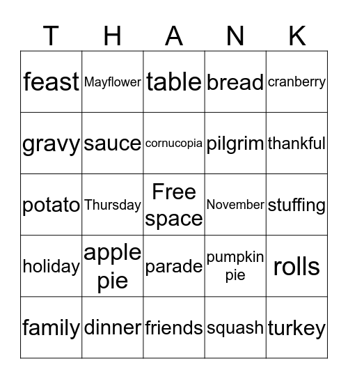 Thanksgiving! Bingo Card