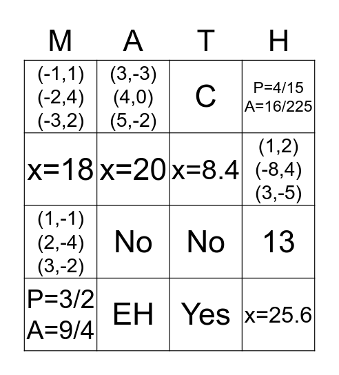 Chapter 2 BINGO! Bingo Card