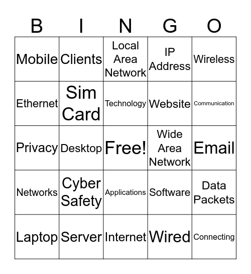 Digital Technology Bingo Card