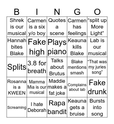 Drinking Bingo Card