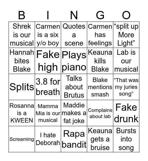 Drinking Bingo Card