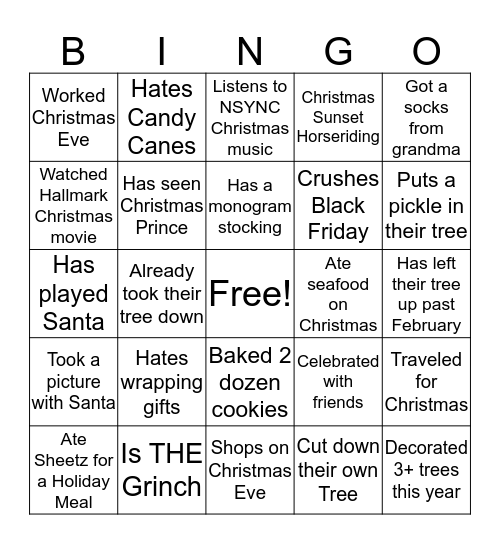 Christmas-fil-A Bingo Card