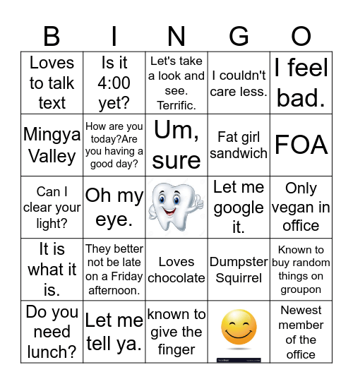 Pediatric Dentistry of Salem......Who said it??? Bingo Card