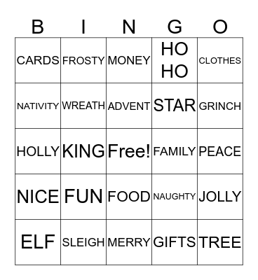 CHRISTMAS Bingo Card
