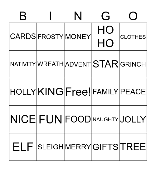 CHRISTMAS Bingo Card