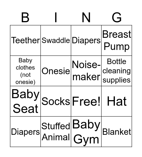 BABY Gift BINGO Card