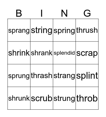 P2T2 Ch1 Phonics Bingo Card