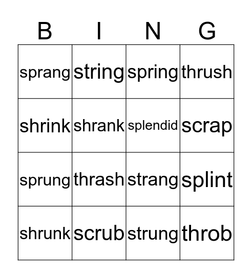 P2T2 Ch1 Phonics Bingo Card