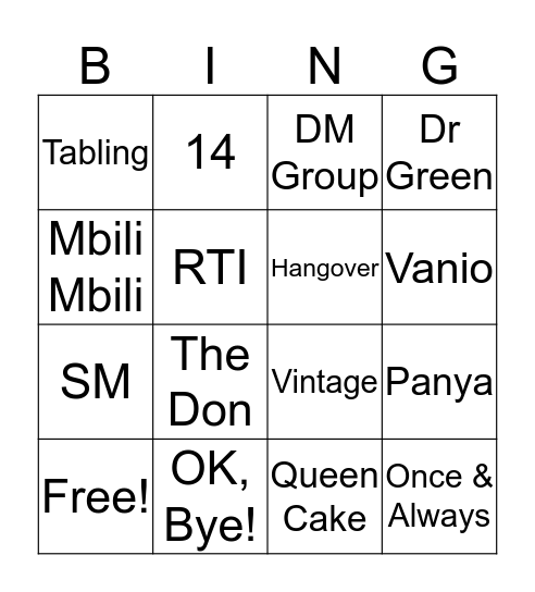 RT BiNGO Card