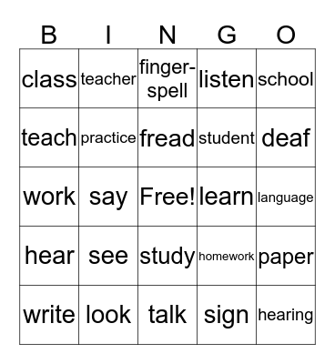 Lesson 3 Bingo Card