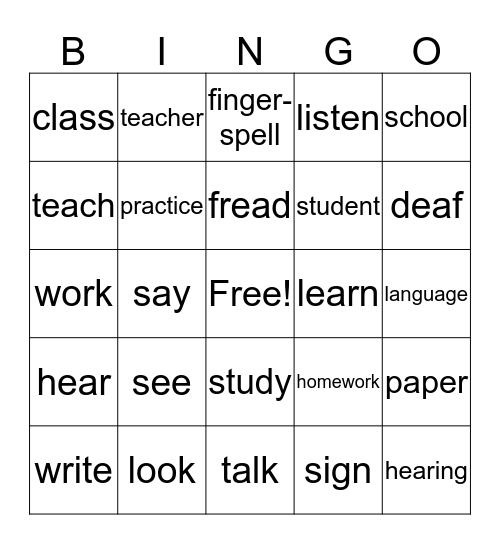 Lesson 3 Bingo Card