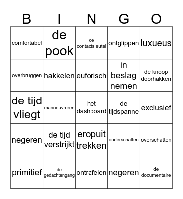 Thema 3 laatste twee weken Bingo Card