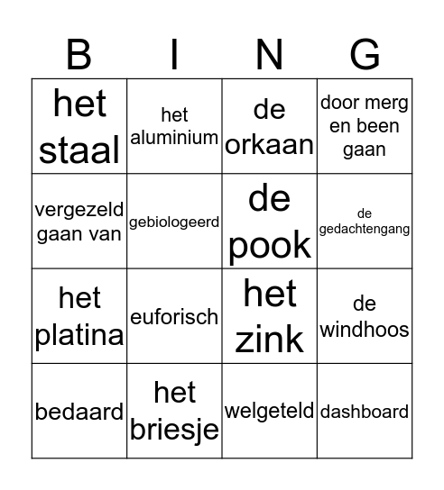 Thema 5 week 1 Bingo Card
