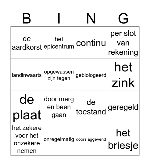 Thema 5 week 2 Bingo Card