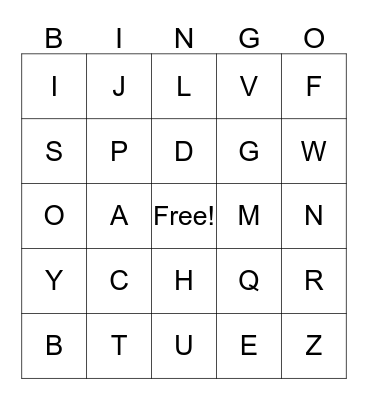 Harper's ABC Bingo Card