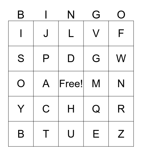 Harper's ABC Bingo Card