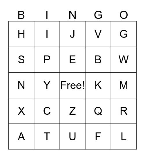 Dylan's ABC Bingo Card