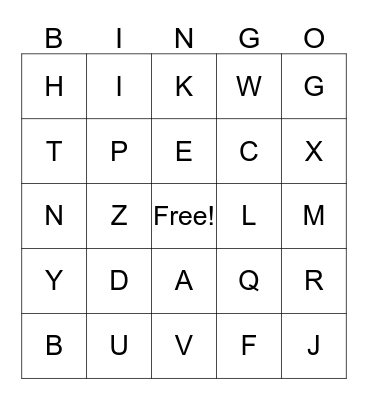 Jace's ABC Bingo Card