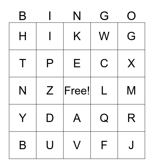 Jace's ABC Bingo Card