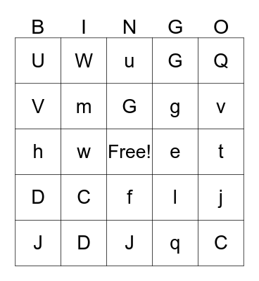 Addison's ABC Bingo Card