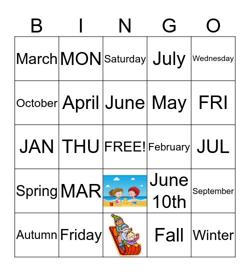 Calendar  Bingo Card