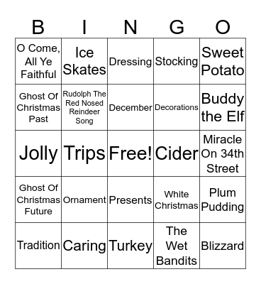 Holiday Bing Bingo Card