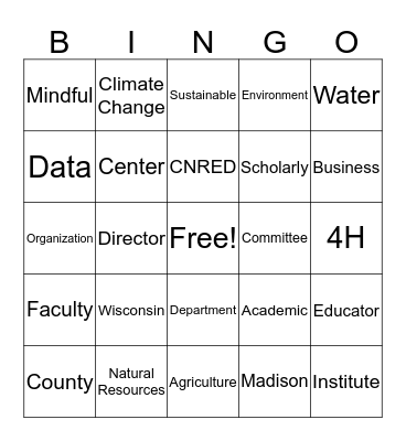 Community Development Bingo Card