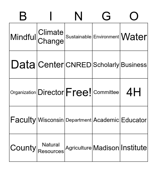 Community Development Bingo Card