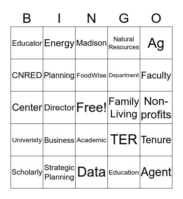 Community Development Bingo Card