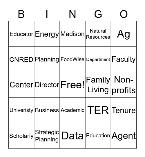 Community Development Bingo Card