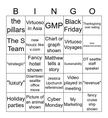 November staff meeting Bingo Card