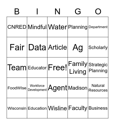 Community Development Bingo Card