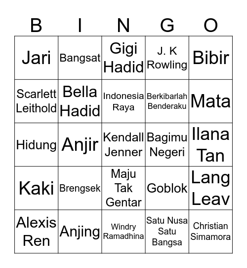 IIIxJENNIE Bingo Card