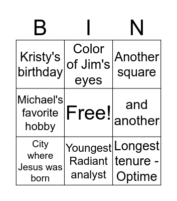 PSJH BINGO Card