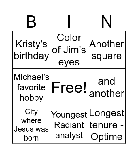 PSJH BINGO Card