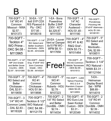 Master's Craft Sales Bingo - Dec. 3 Bingo Card